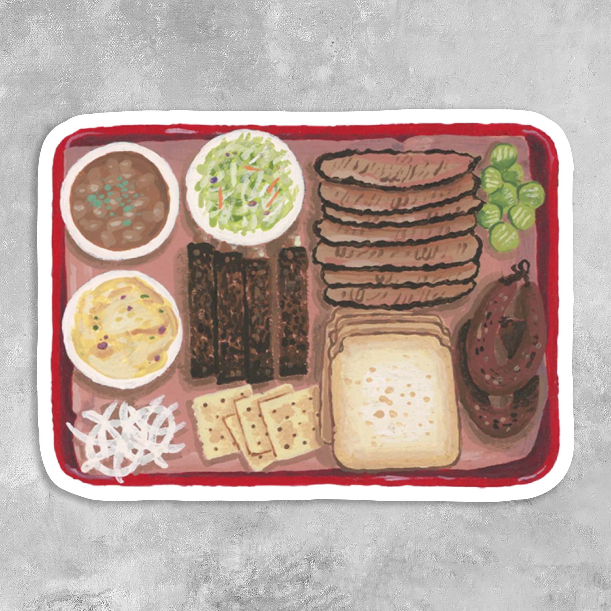 Texas Barbecue Tray Vinyl Sticker