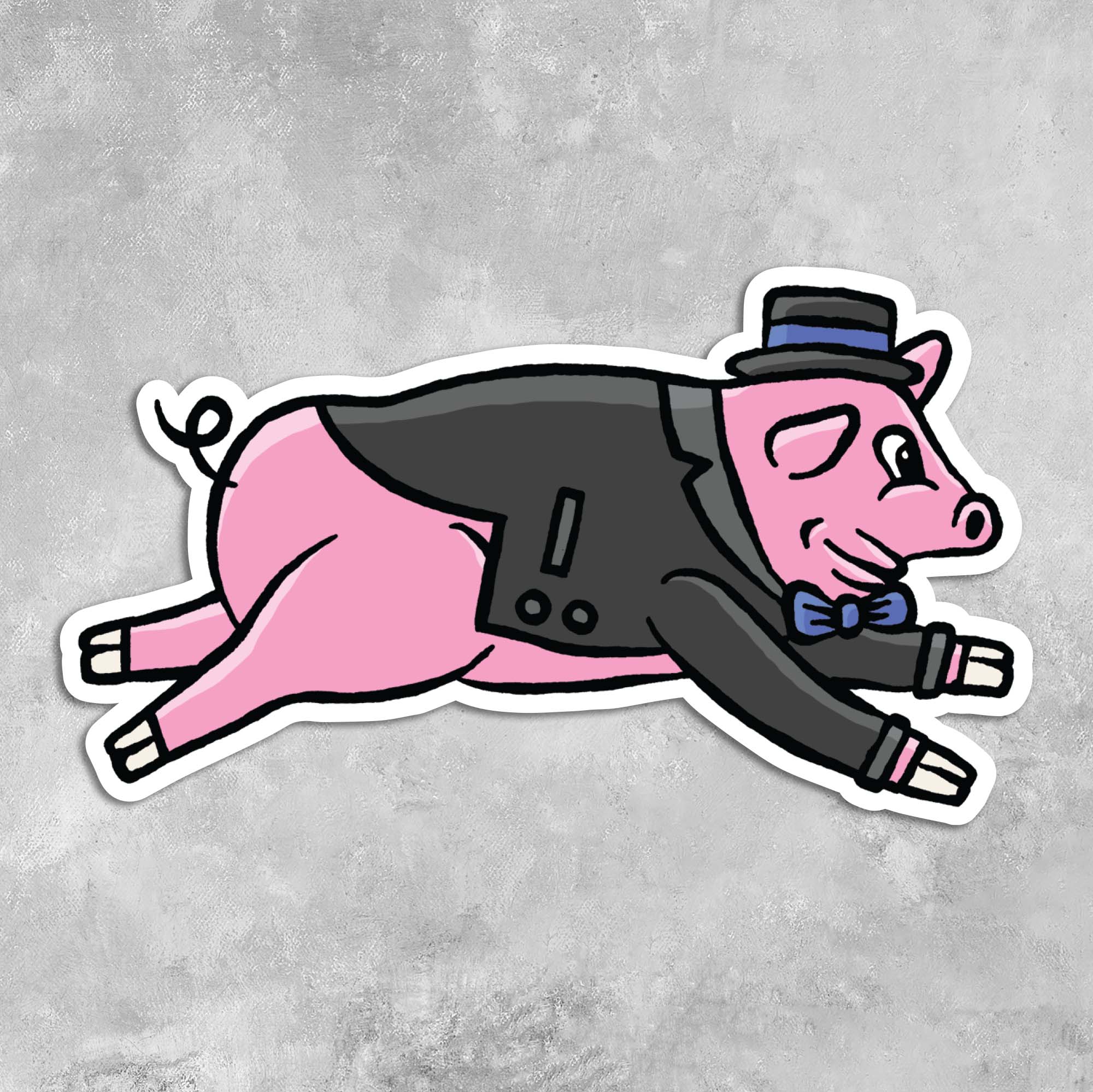 Male Barbecue Pig Cartoon Vinyl Sticker