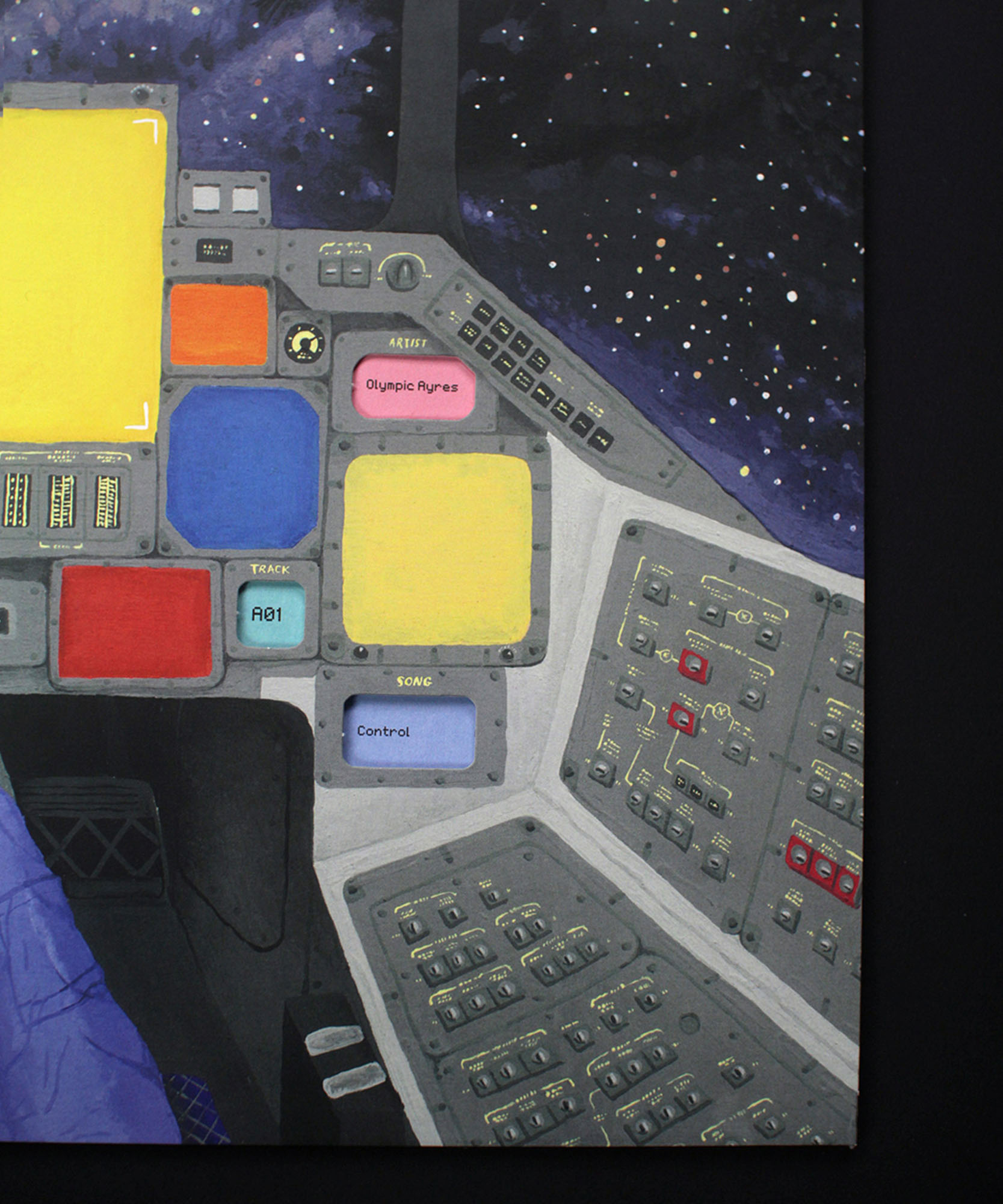 a illustration of a spaceship control panel 