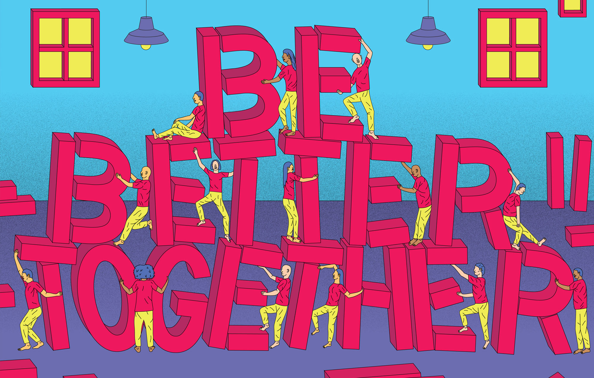illustration of people building the words be better together