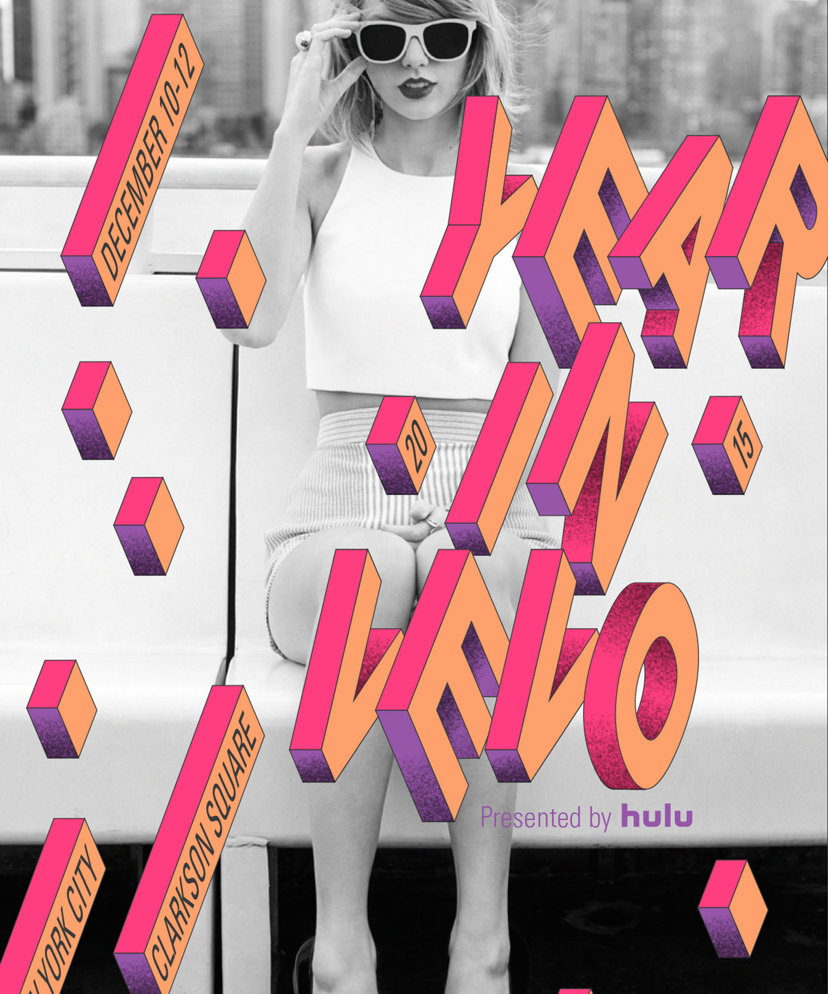 singer taylor swift sitting on train behind the vivo in a year logo
