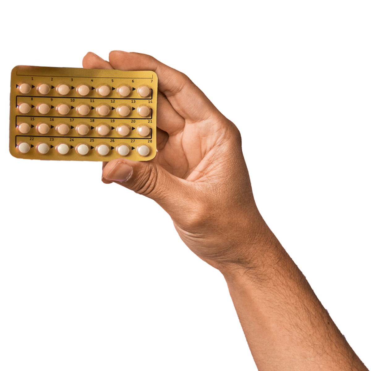 Hand holding a pack of birth control pills