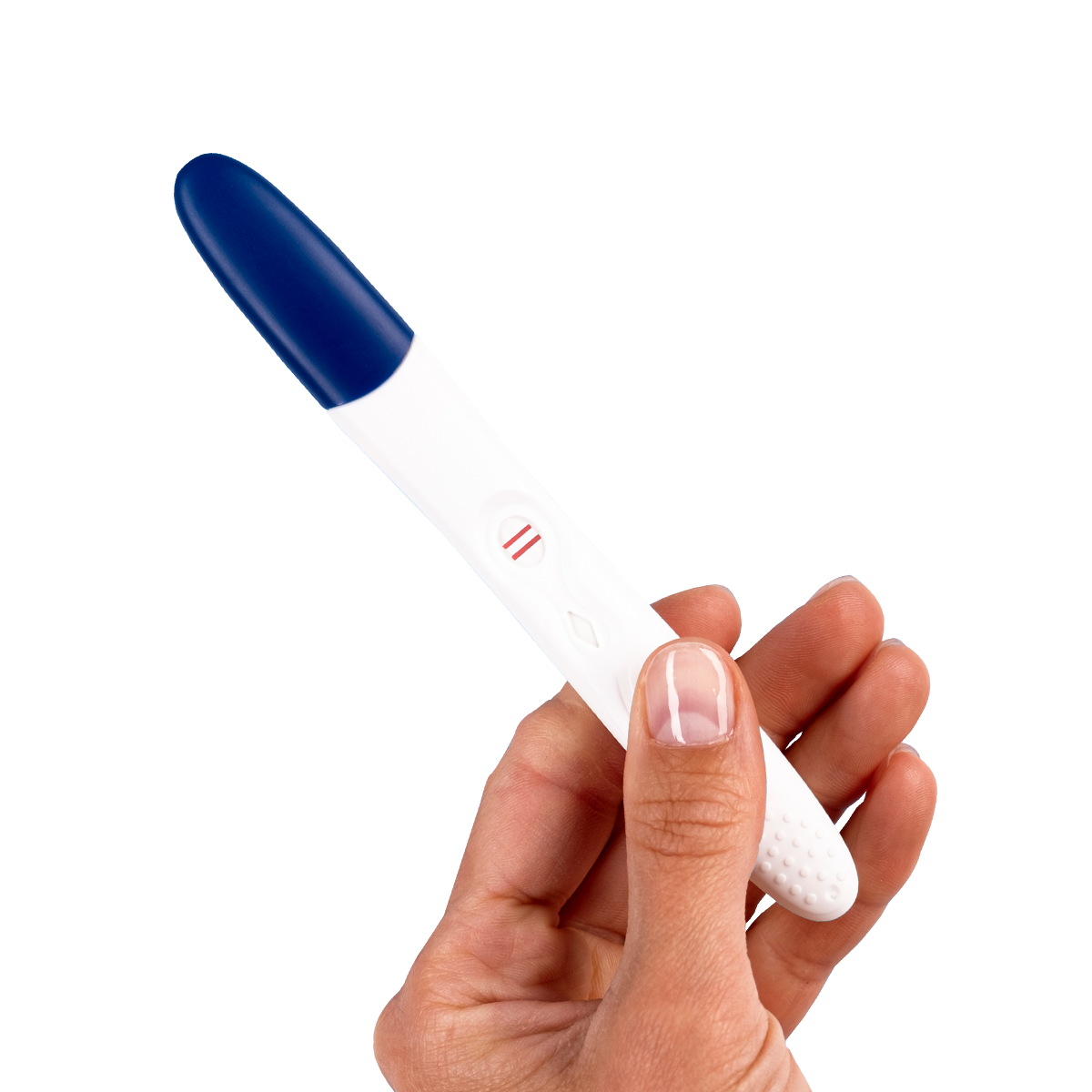 Hand holding a pregnancy test for prenatal and postpartum care
