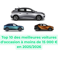 Top 10 des meilleures voitures d'occasion à moins de 15 000 € en 2025/2026