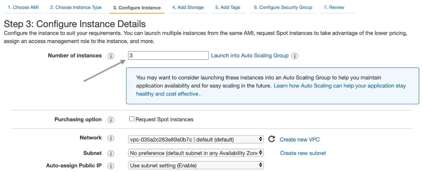 EVentStoreDB Cluster AWS  Configure Instance Details