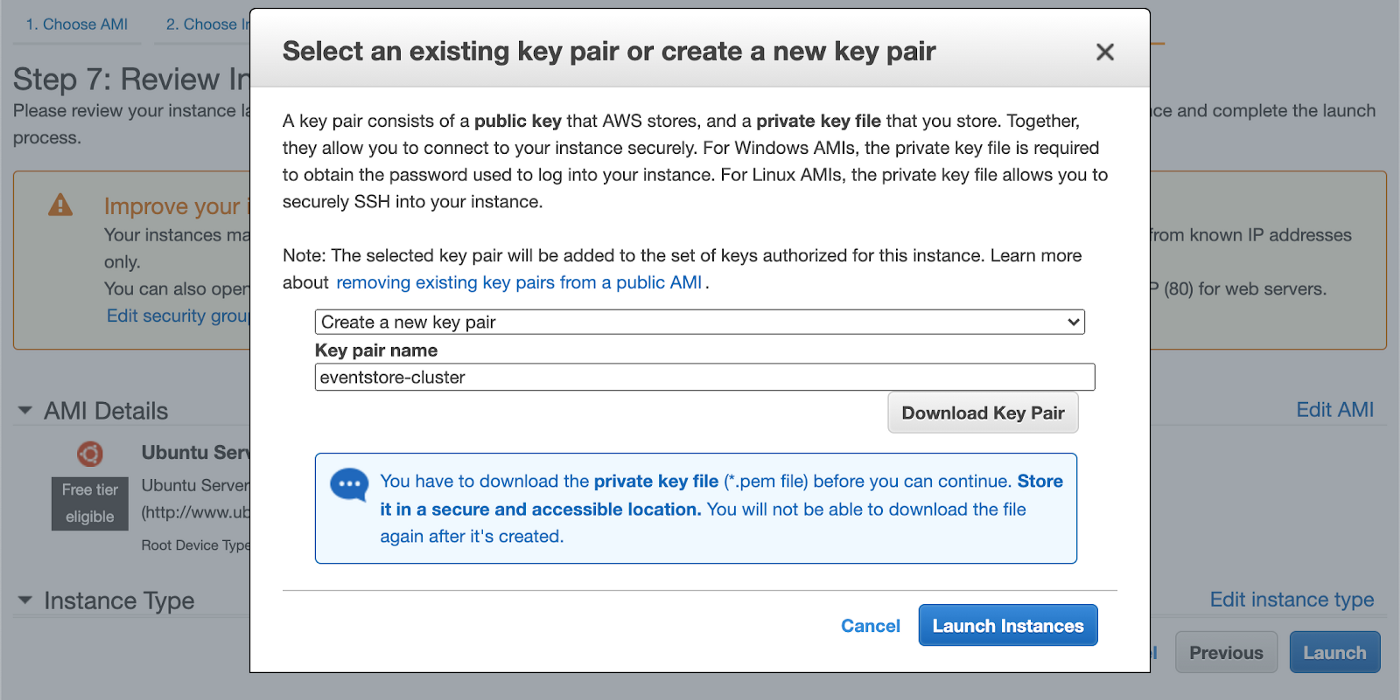 EVentStoreDB Cluster AWS  