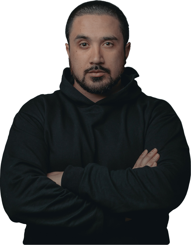 picture of jake in a black sweatshirt with folded arms