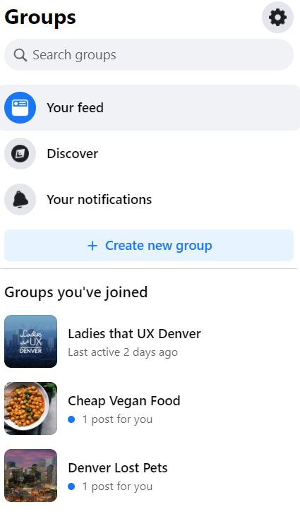 screenshot of fb groups