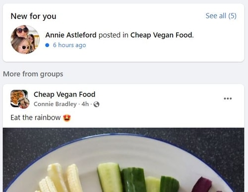 screen shot of fb groups news feed