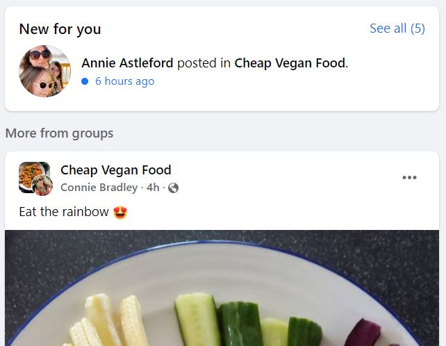 screen shot of fb groups news feed