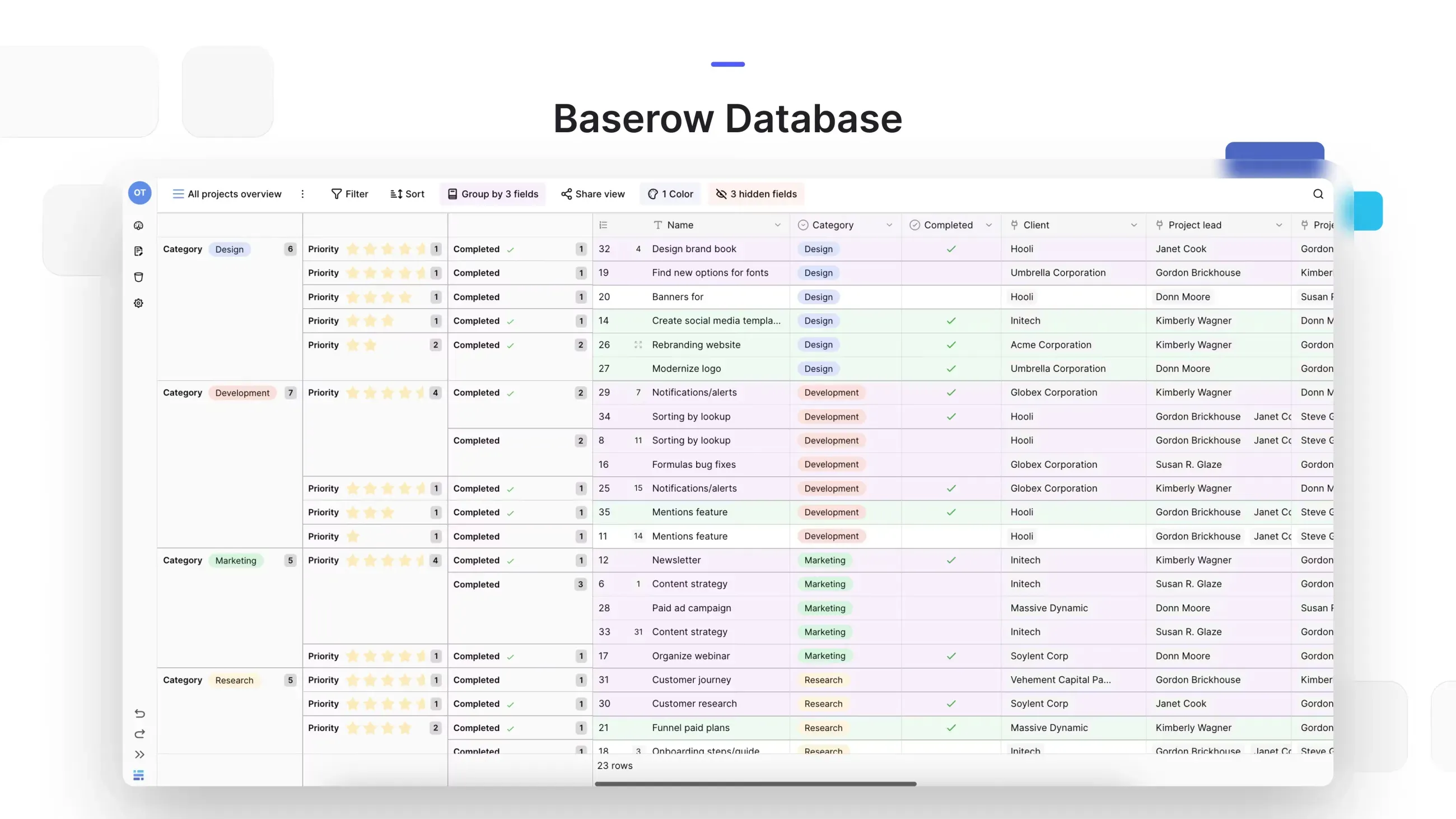 Interface base de données Baserow