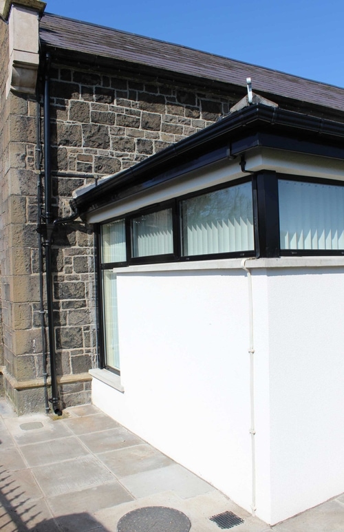 Abutment where existing meets new.