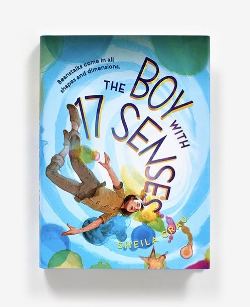 The Boy with 17 Senses book cover, which shows a kid spinning through a wormhole. 