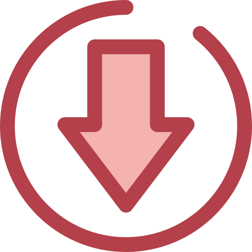 A red down arrow in a circle
