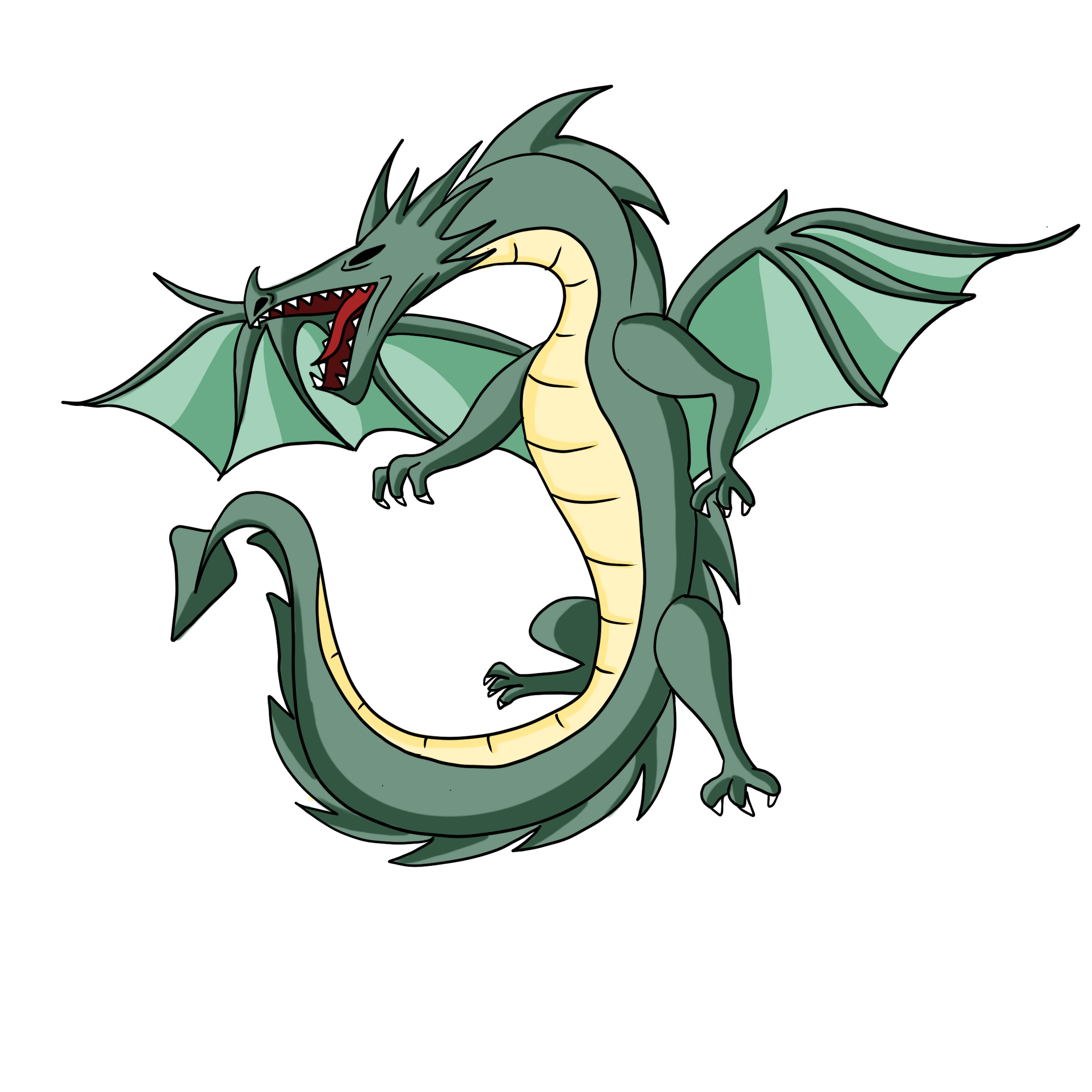 A cartoon green dragon
