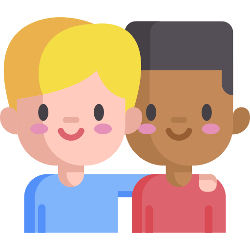 Cartoon image of a lake and mountains