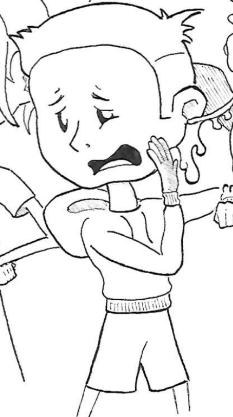 A cartoon drawing of a 12-year-old boy