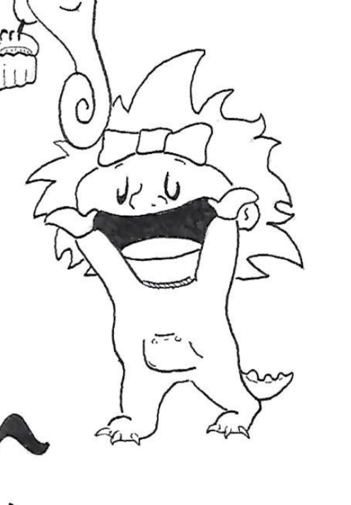 A cartoon drawing of a happy toddler girl