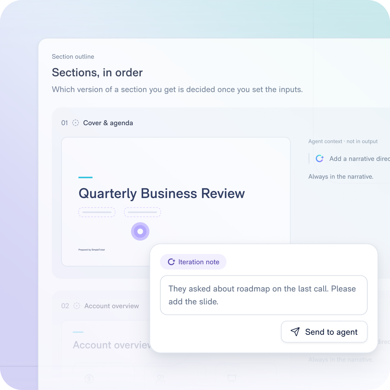 Build an approved story outline and send contextual notes to the agent.