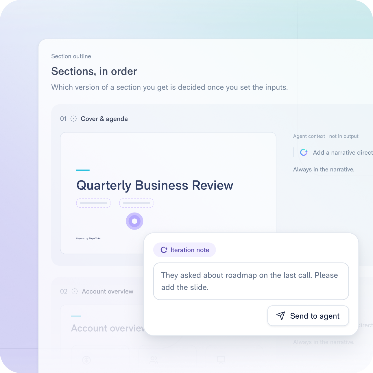 Add an account-specific roadmap request to an approved narrative.