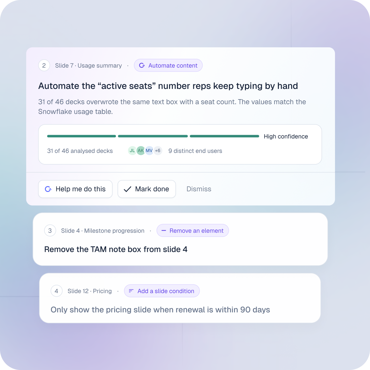 Matik recommends automating repeated edits to an active seat count.