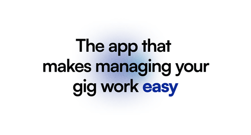 An image that says: "The app that makes managing your gig work easy." Clicking the image plays a video about Solo.