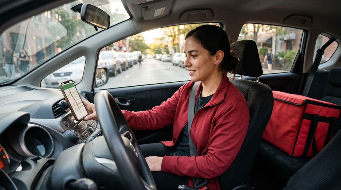 Woman driving for DoorDash