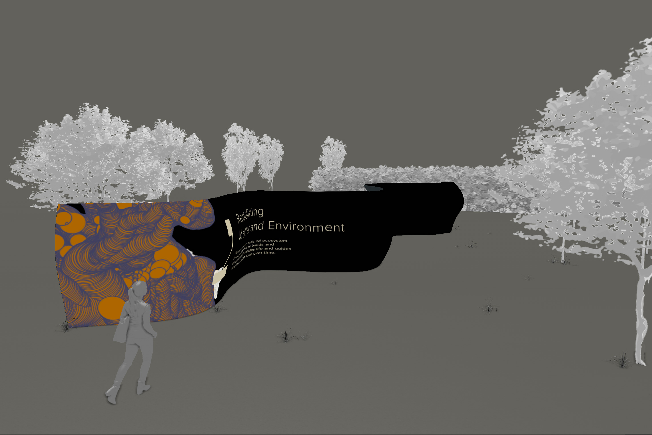 Exhibition 3D render imagery for Material Ecology project