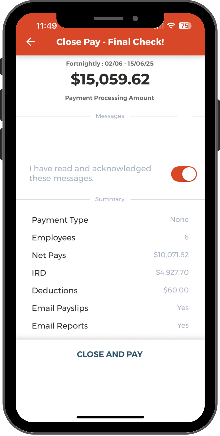 PaySauce payment screen