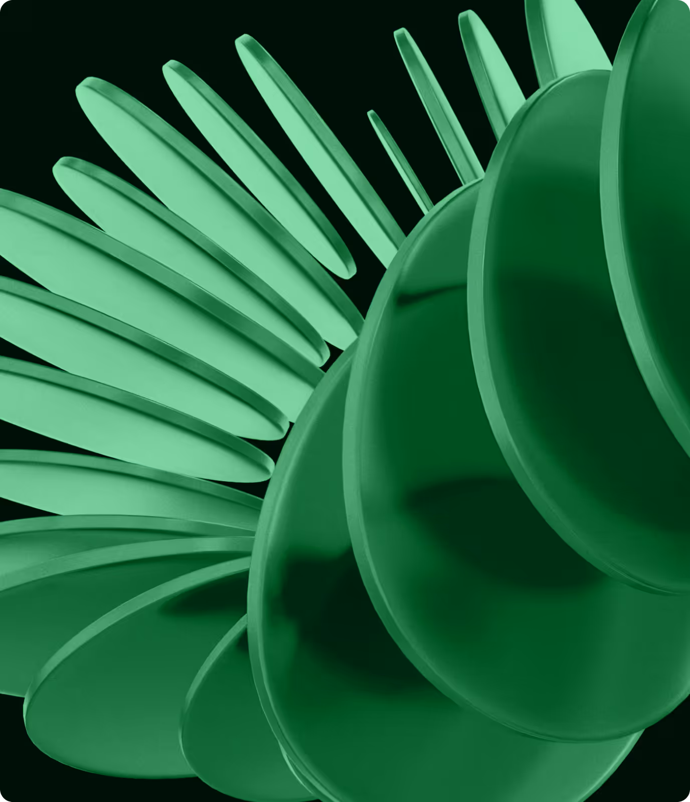 Abstract 3D rendering of green crypto tokens