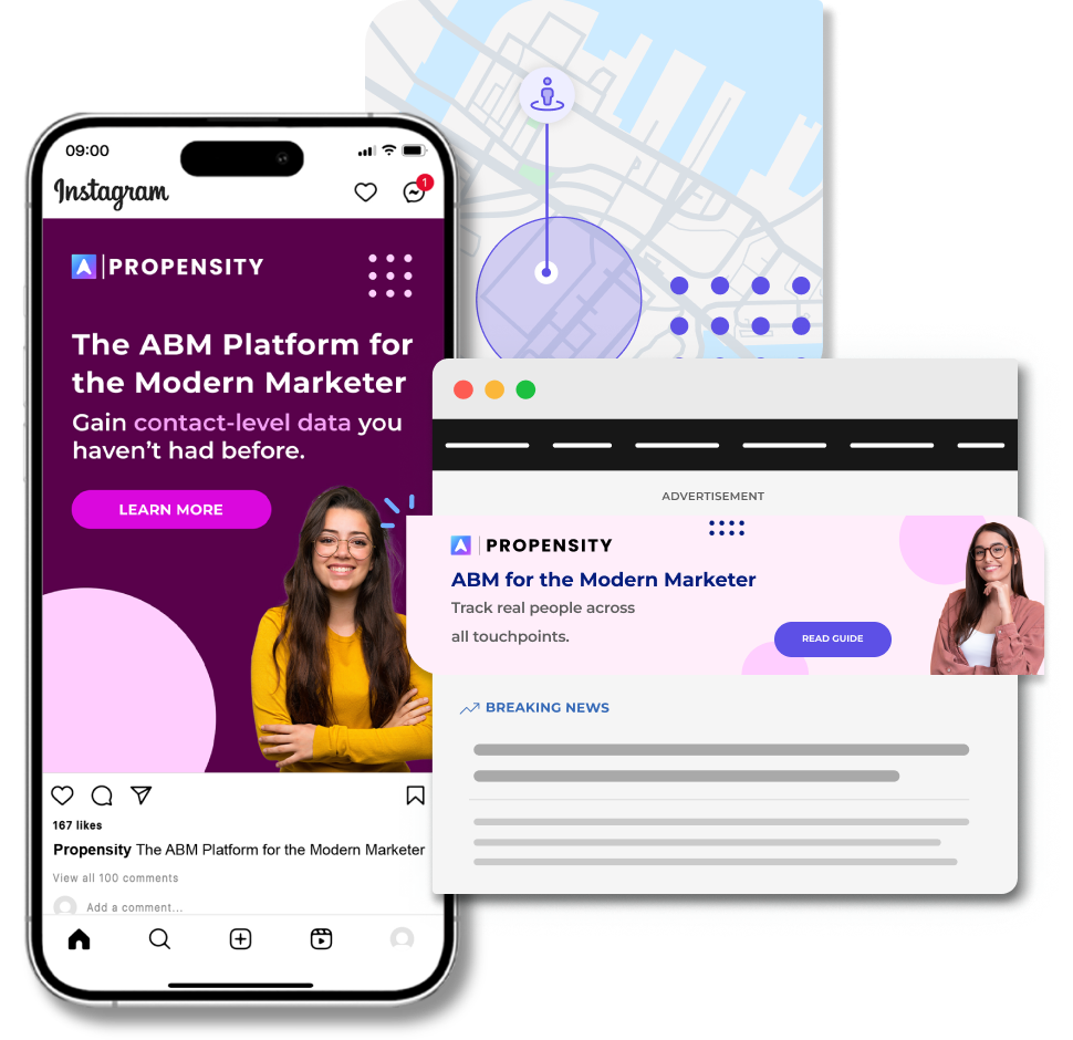 image showing the 3 primary maketing strategies abm, contextual, and geofencing advertising