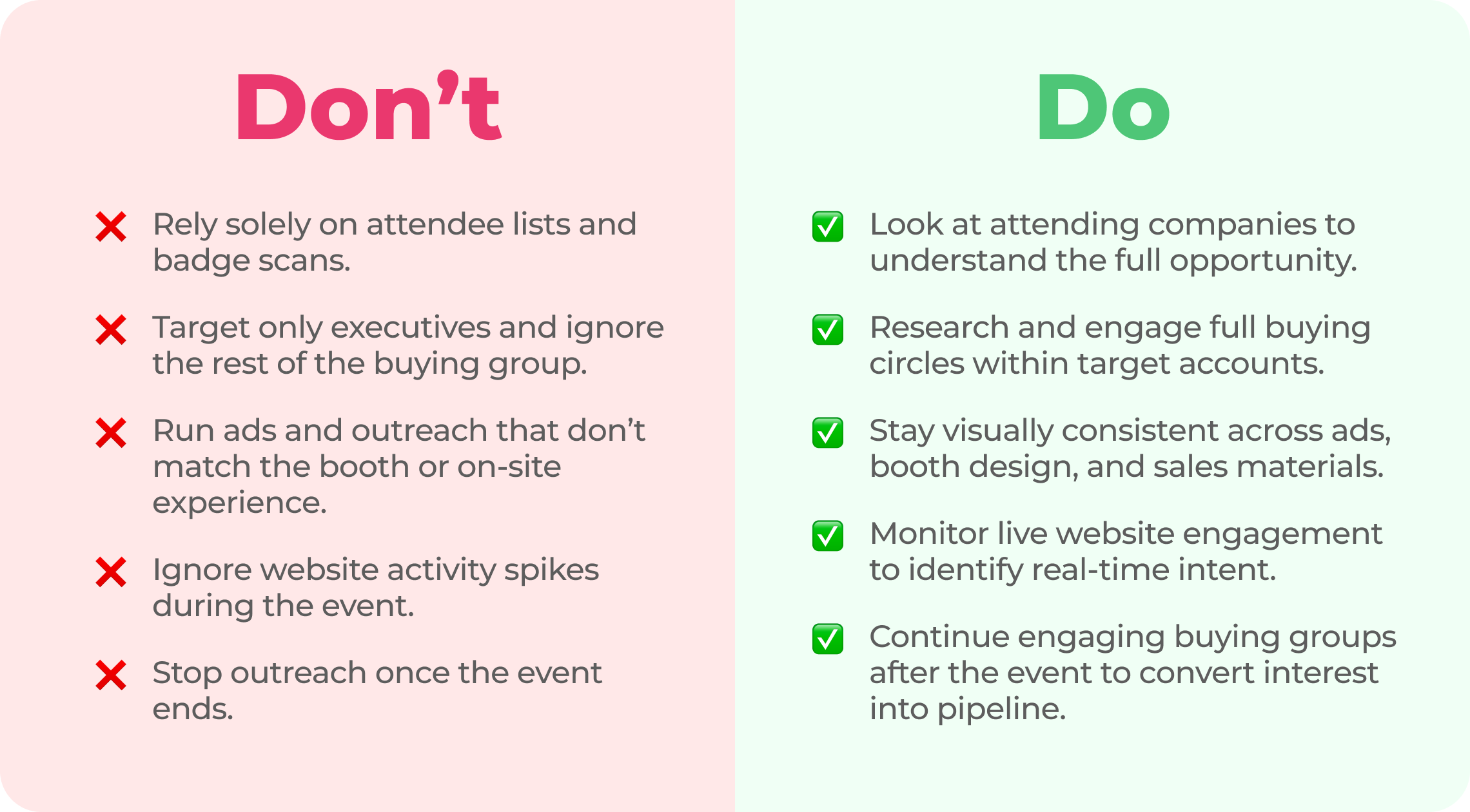 Common event don'ts and what to do instead