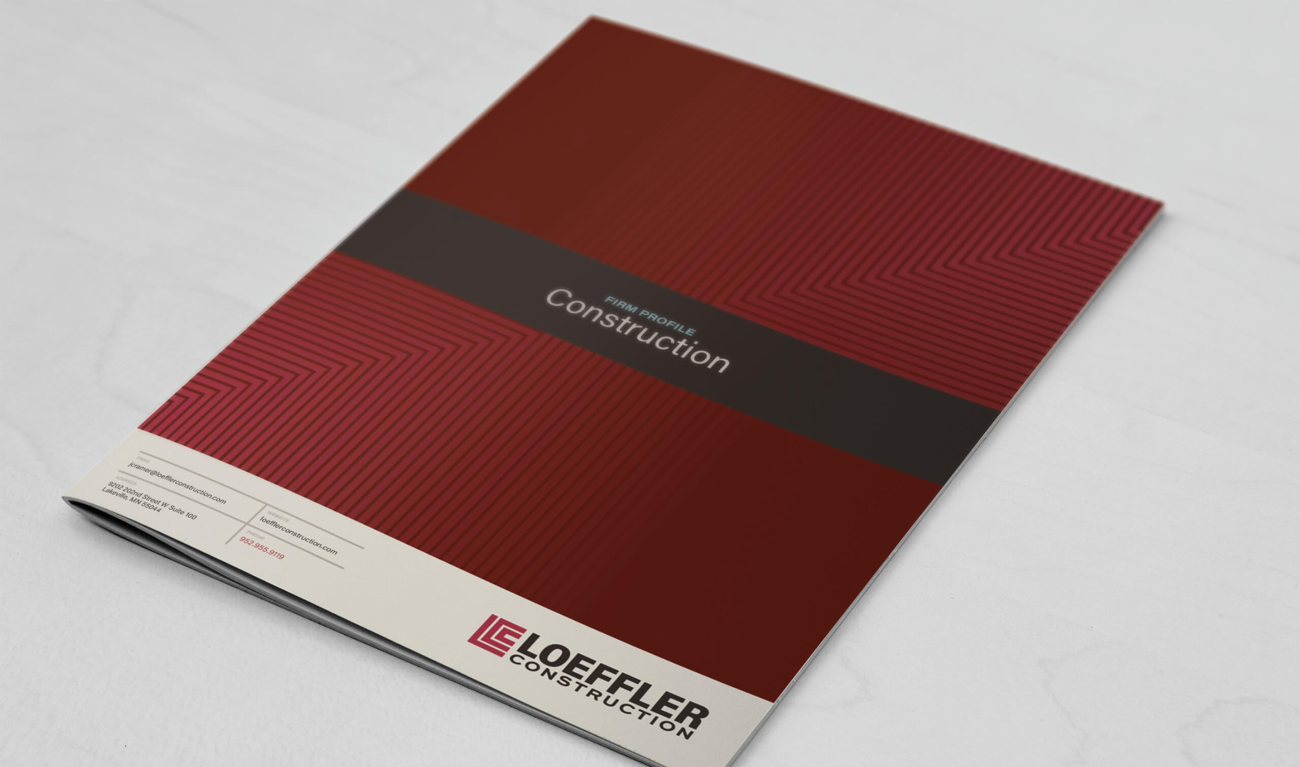 brochure design of Loeffler Contruction's firm profile document