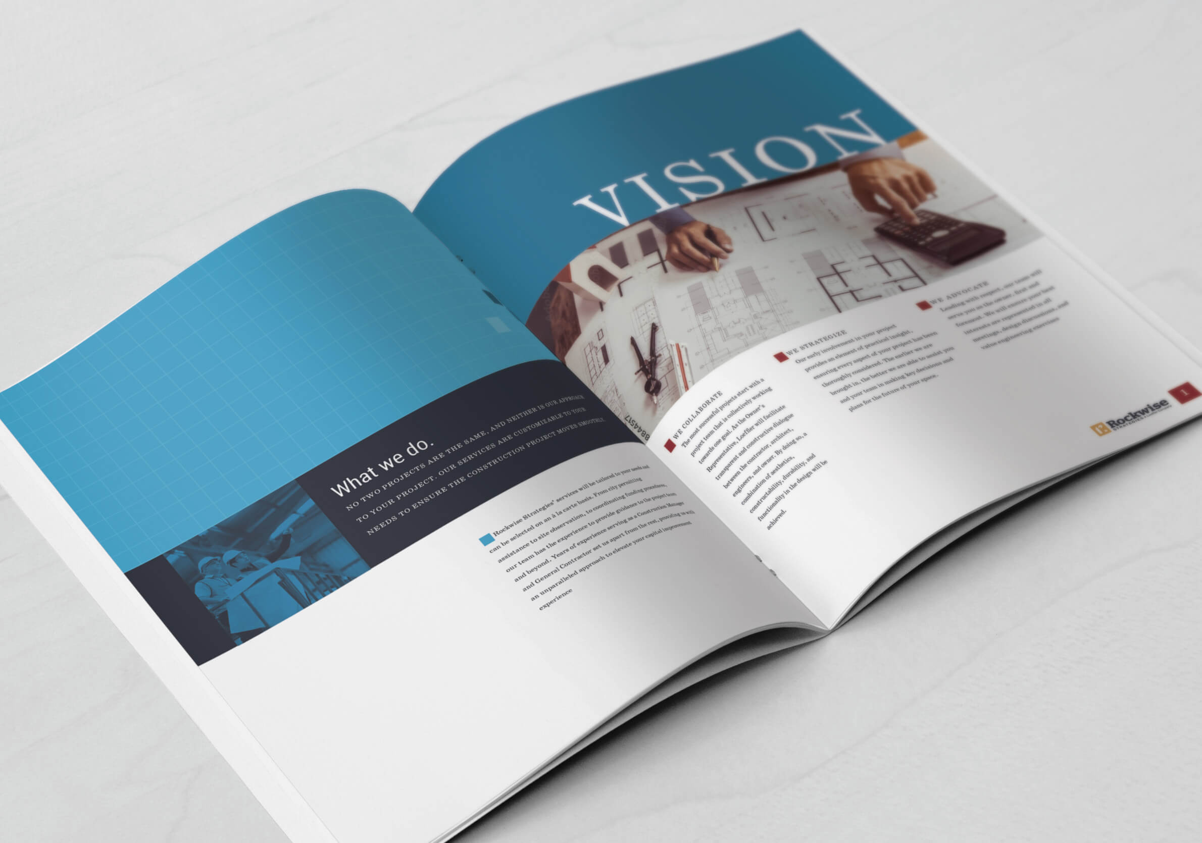 brochure design of Loeffler Contruction's firm profile document