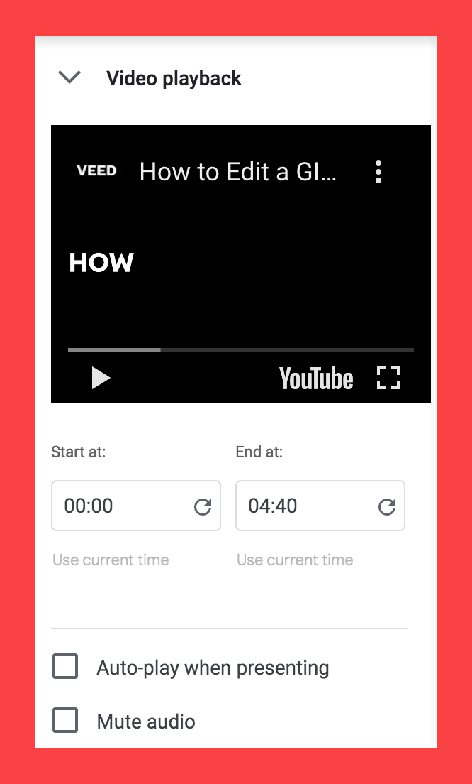 videos in google presentation