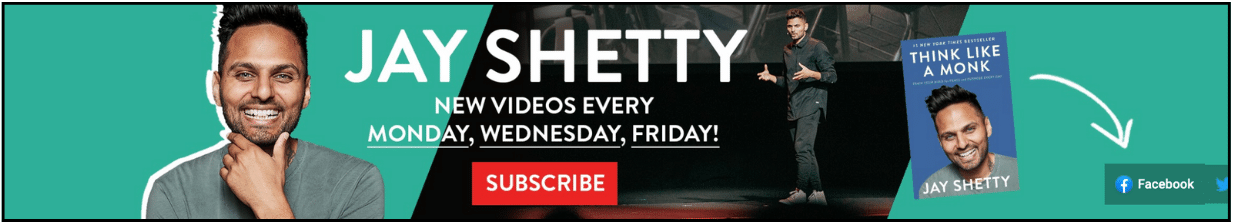 youtube banner example of Jay Shetty's youtube channel