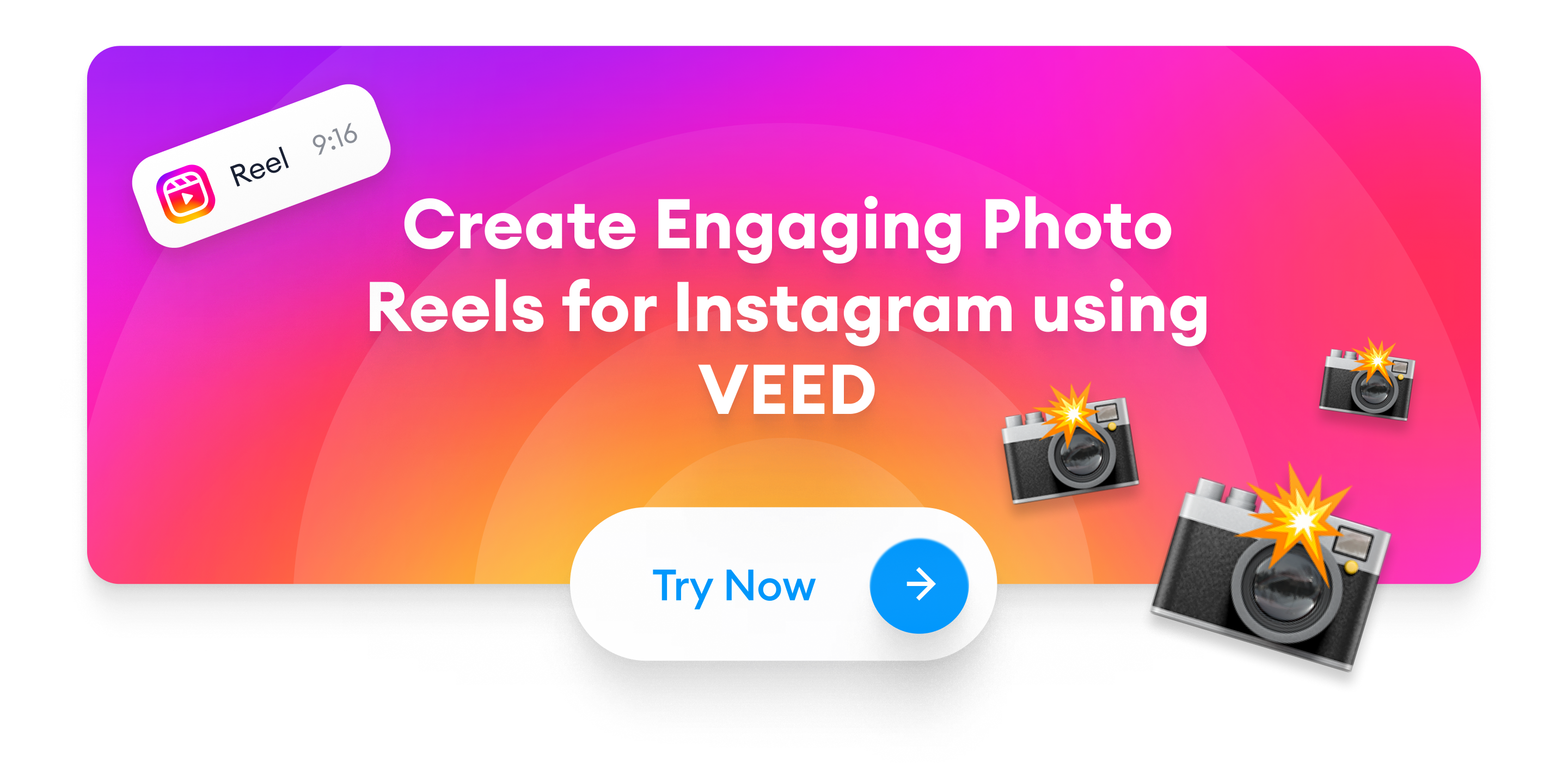 Call to action banner inviting people to try out VEED to make Instagram reels with photos.