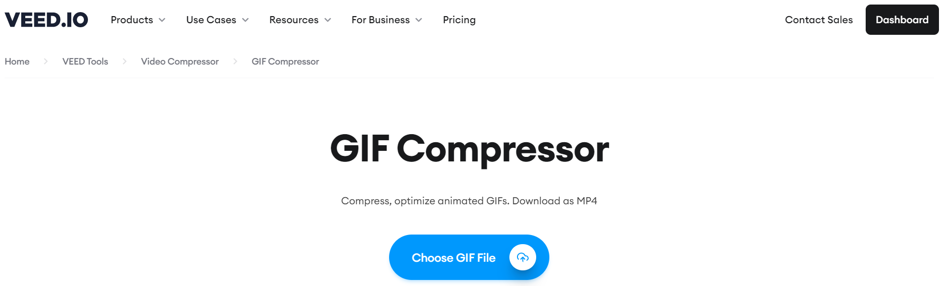 Overview of VEED's GIF compressor