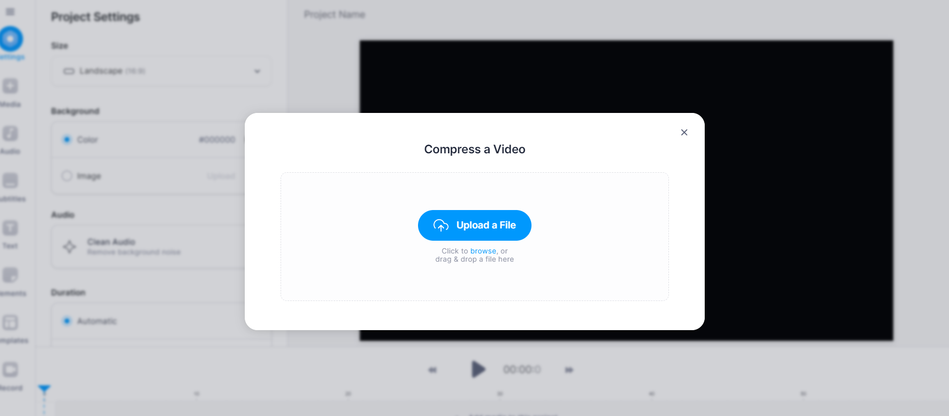 GIF upload page on VEED's compressor tool