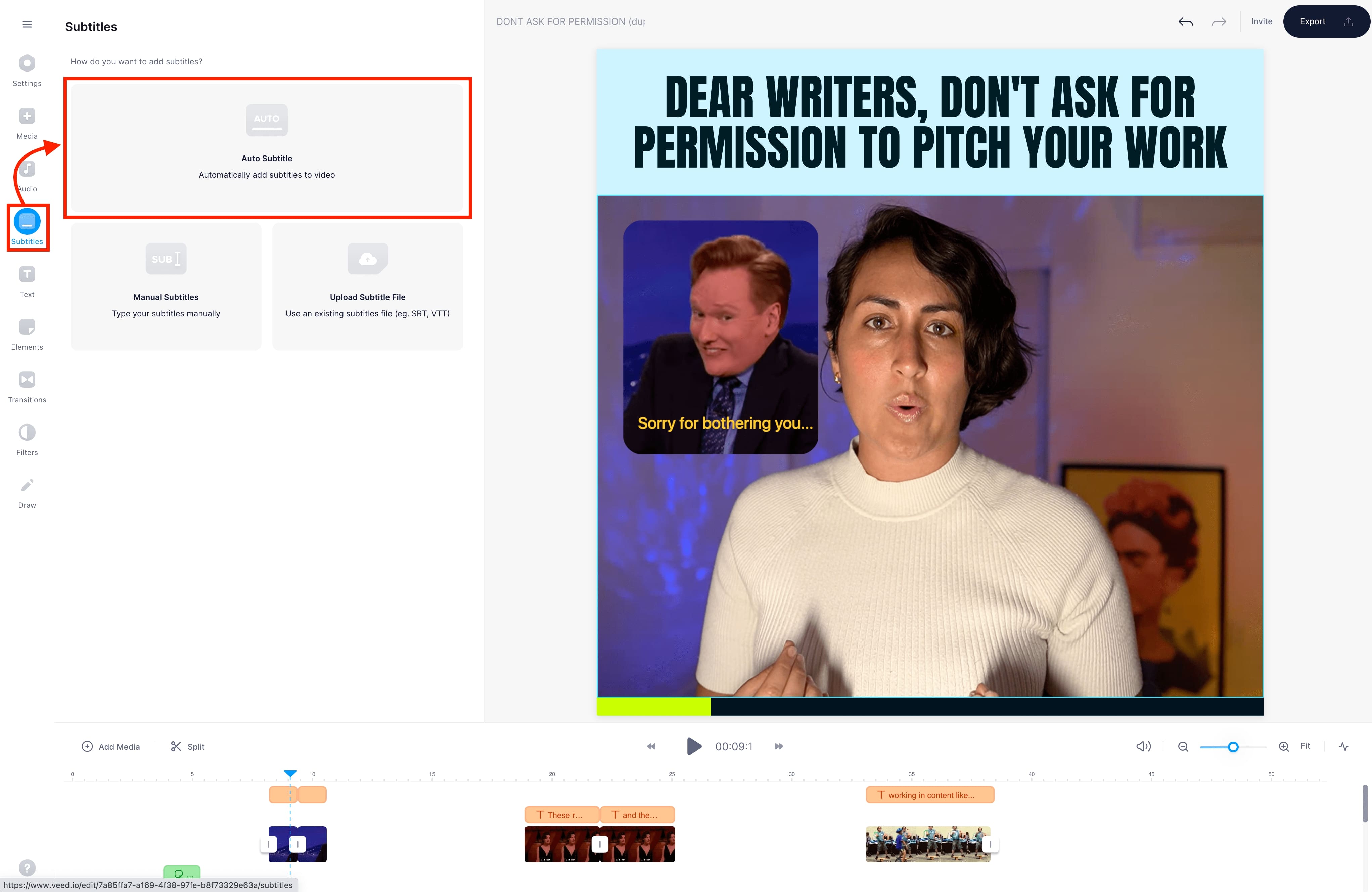 click on auto-subtitles
