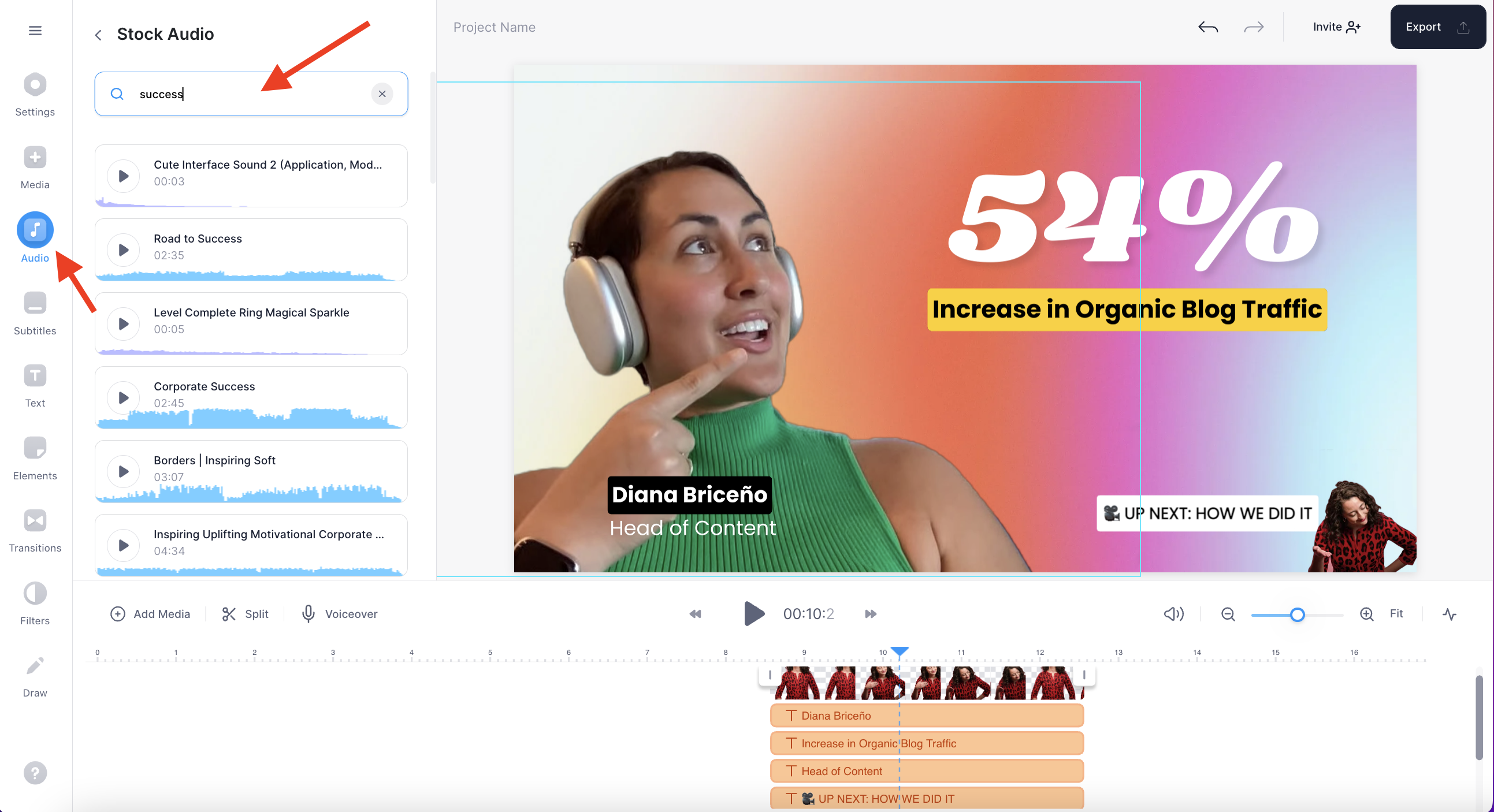 veed music library for video presentations