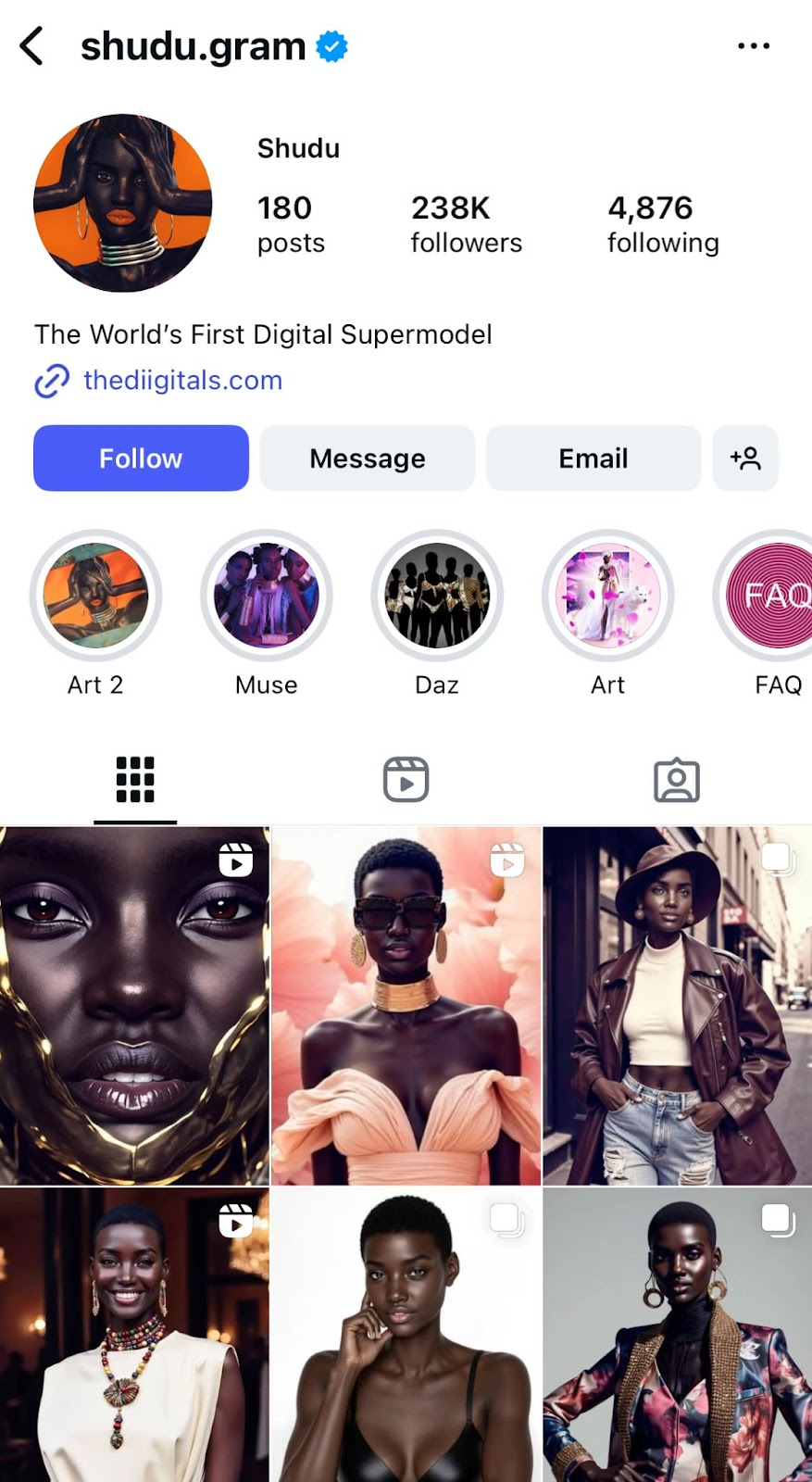 Mobile view of Shudu Gram's Instagram profile