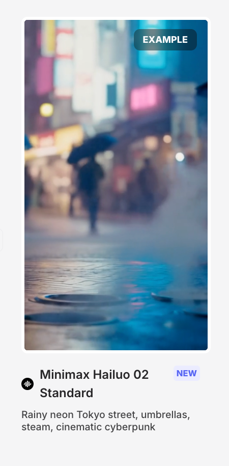 Sample video and prompt for Minimax on the AI Playground