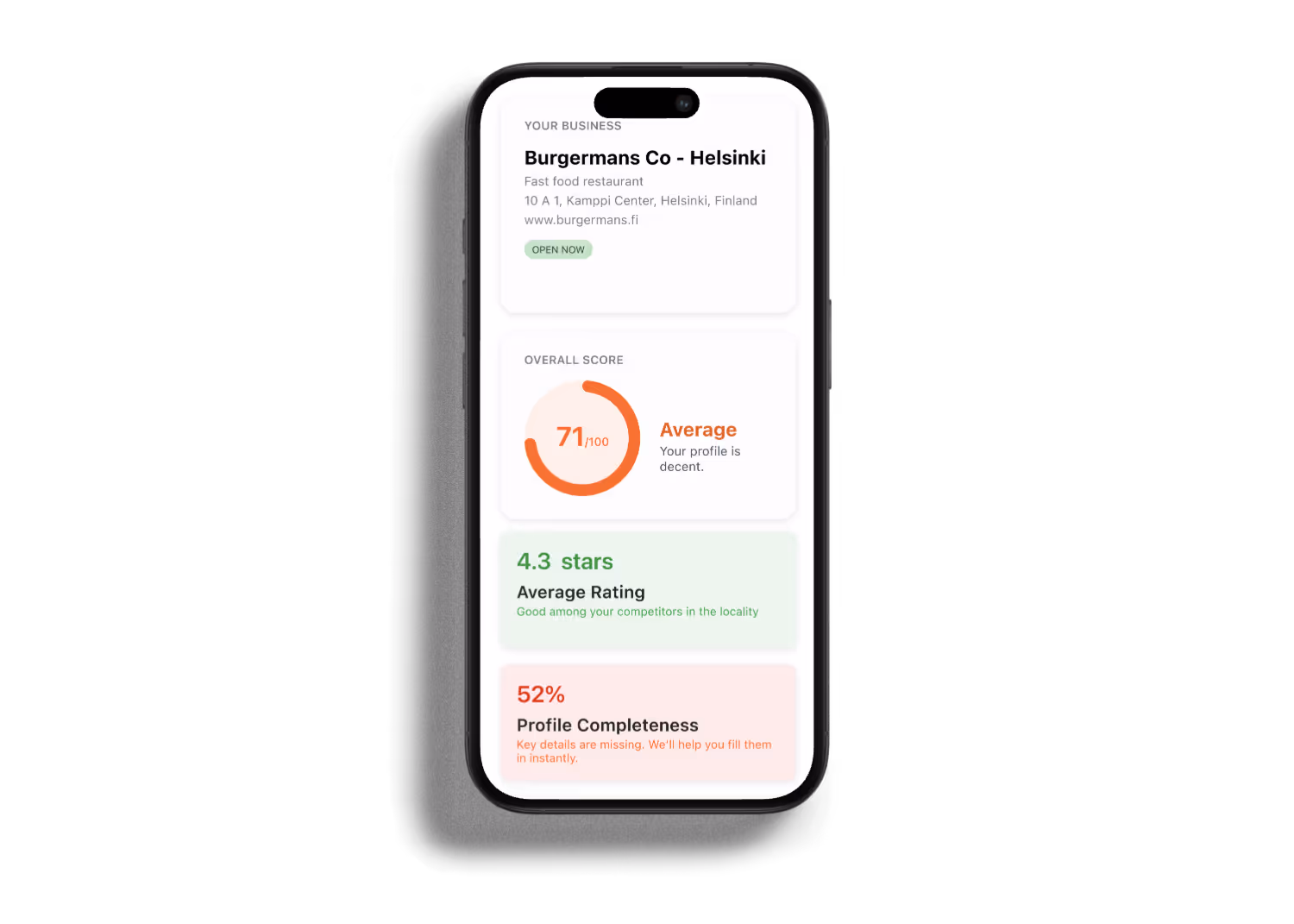 An image of online presence audit in mobile. 