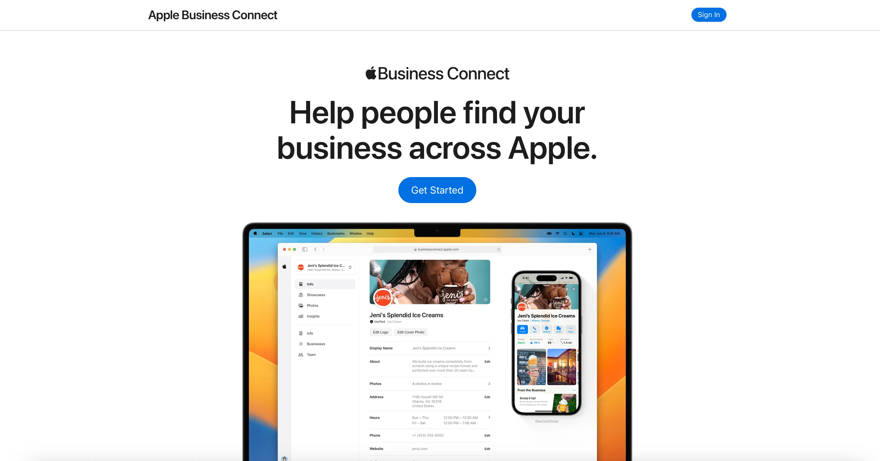 Apple Business Connect Landing Page