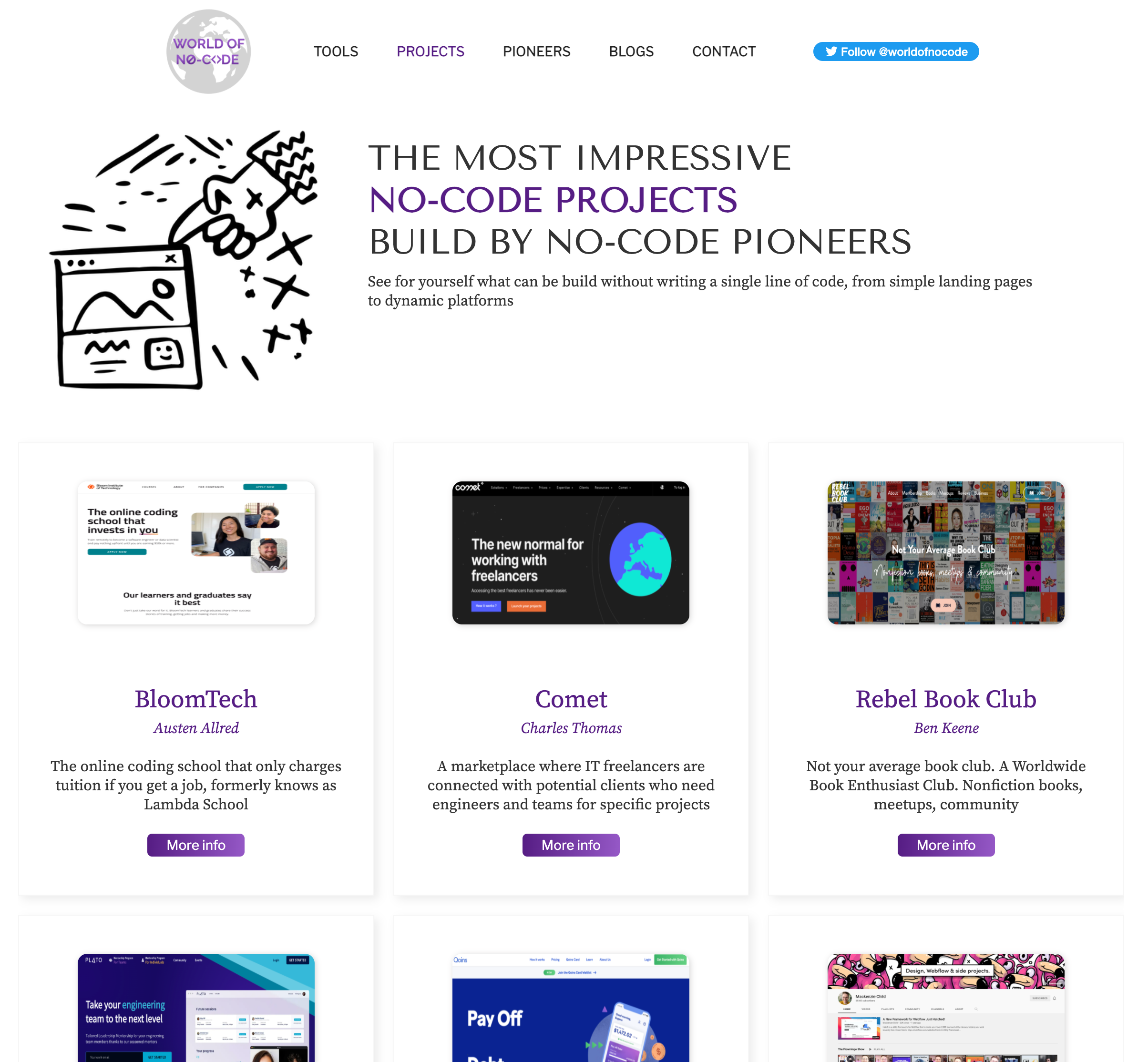 Screenshot No-Code Projects