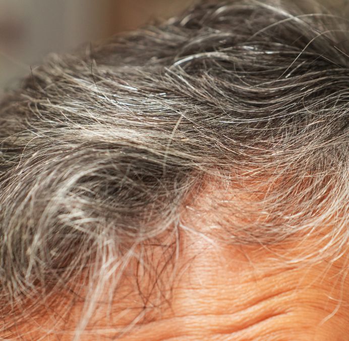 Cheveux blancs d'un homme