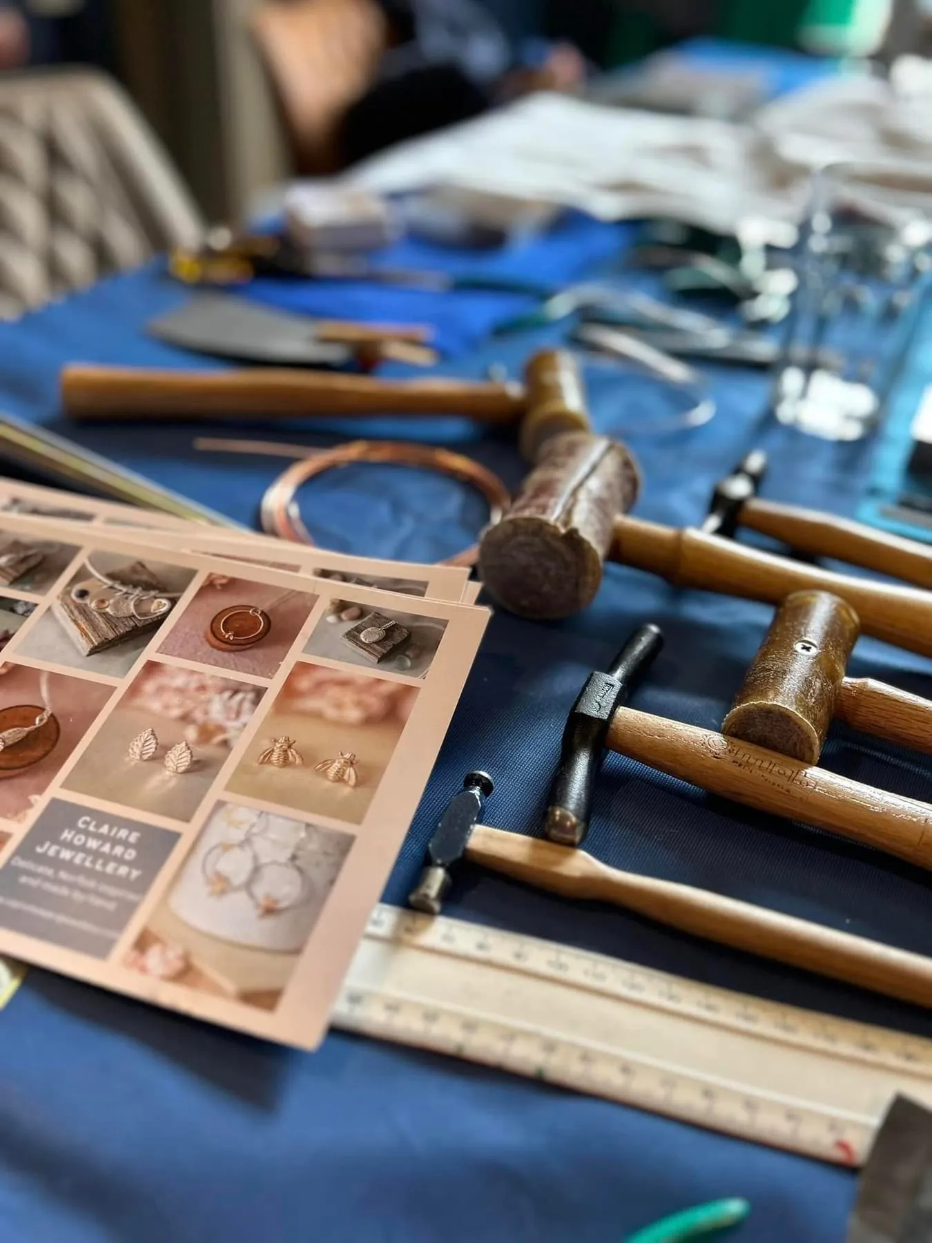 jewellery making tools set out on table