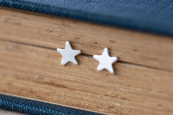Mini Silver Star Stud Earrings 