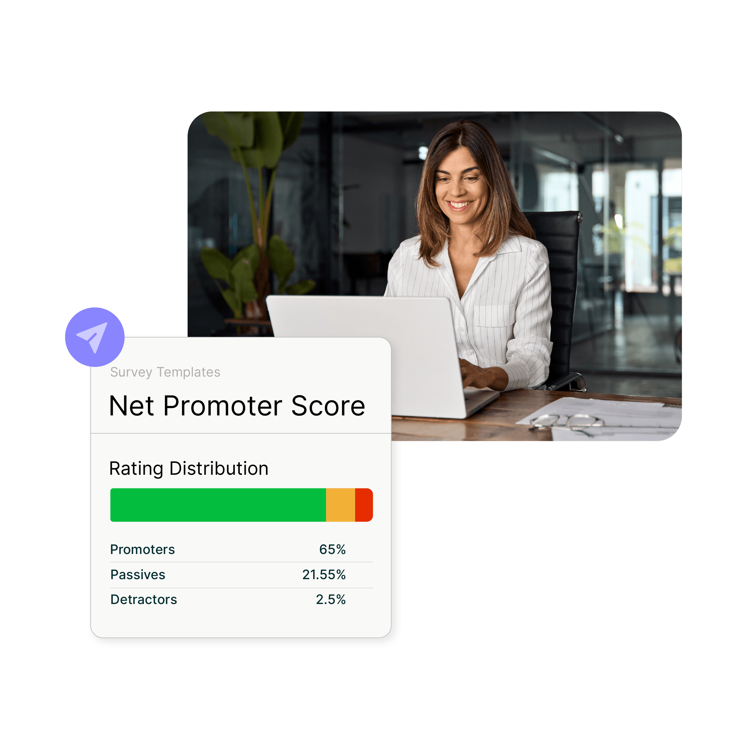 L&D coordinator launching a Net Promoter Score survey template with built-in benchmarks